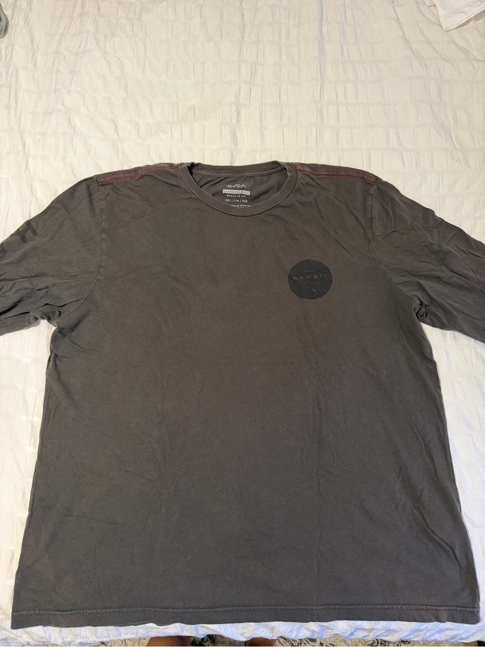 RVCA Short-Sleeve Crew Tee in Dark Gray with Subtle Chest Emblem